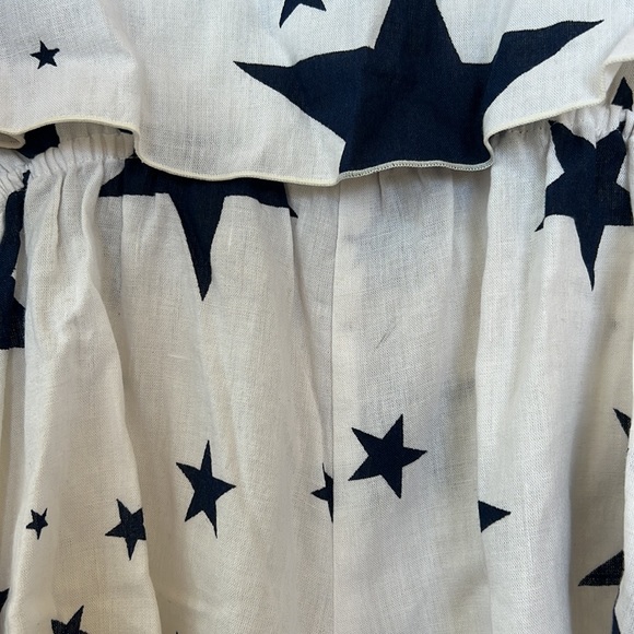 Anthropologie Indah Flounce Star Romper Swim Cover Up White Blue Cut Out Sz XS - Picture 9 of 10